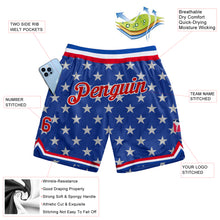 Load image into Gallery viewer, Custom Royal Red-White 3D Pattern Design American Flag Authentic Basketball Shorts
