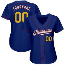 Load image into Gallery viewer, Custom Royal Gold-Crimson Authentic Baseball Jersey
