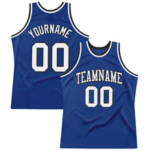 Load image into Gallery viewer, Custom Royal White-Black Authentic Throwback Basketball Jersey
