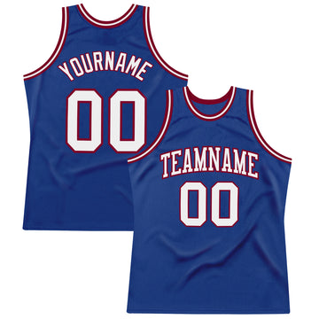 Custom Royal White-Maroon Authentic Throwback Basketball Jersey