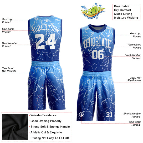 Custom Royal White-Light Blue Authentic Throwback Basketball