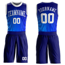 Load image into Gallery viewer, Custom Royal White-Navy Round Neck Sublimation Basketball Suit Jersey
