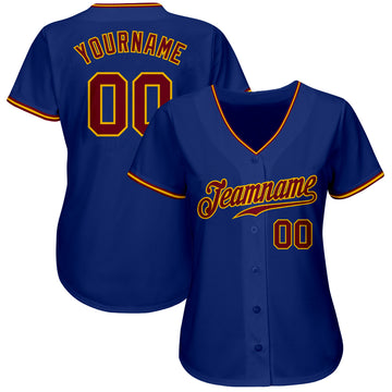 Custom Royal Crimson-Gold Authentic Baseball Jersey