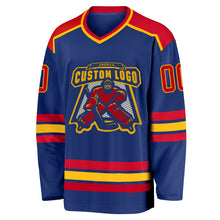 Load image into Gallery viewer, Custom Royal Red-Gold Hockey Jersey
