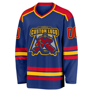 Custom Royal Red-Gold Hockey Jersey