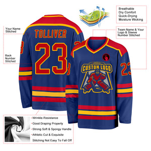 Custom Royal Red-Gold Hockey Jersey