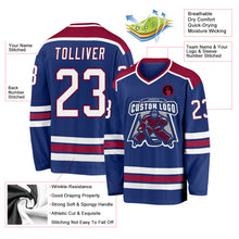 Load image into Gallery viewer, Custom Royal White-Maroon Hockey Jersey
