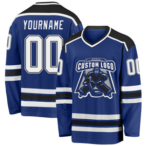 Custom Royal White-Black Hockey Jersey