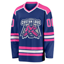 Load image into Gallery viewer, Custom Royal Pink-White Hockey Jersey
