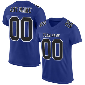 Custom Royal Black-White Mesh Authentic Football Jersey