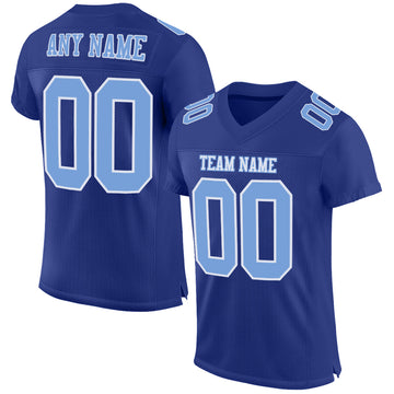 Custom Royal Light Blue-White Mesh Authentic Football Jersey