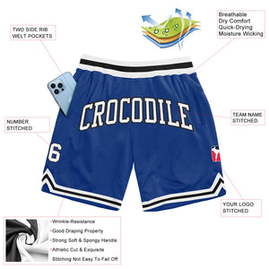 Custom Royal White-Black Authentic Throwback Basketball Shorts