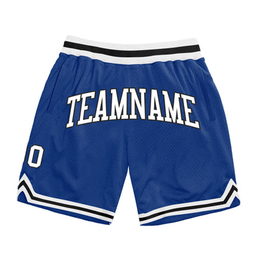 Custom Royal White-Black Authentic Throwback Basketball Shorts