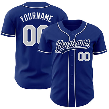 Custom Royal Gray-White Authentic Baseball Jersey