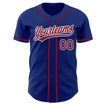 Custom Royal Crimson-White Authentic Baseball Jersey