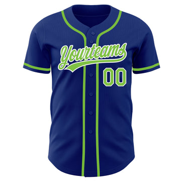 Custom Royal Neon Green-White Authentic Baseball Jersey