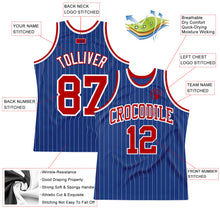 Load image into Gallery viewer, Custom Royal White Pinstripe Red-White Authentic Basketball Jersey
