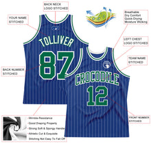 Load image into Gallery viewer, Custom Royal White Pinstripe Kelly Green-White Authentic Basketball Jersey
