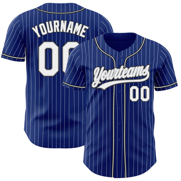 Custom Royal White Pinstripe White Gray-Black Authentic Baseball Jersey