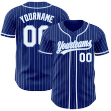 Load image into Gallery viewer, Custom Royal White Pinstripe White-Light Blue Authentic Baseball Jersey
