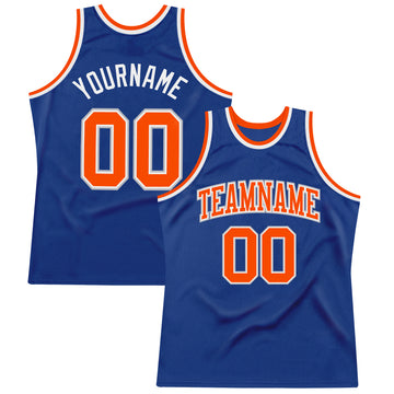 Custom Royal Orange-Gray Authentic Throwback Basketball Jersey