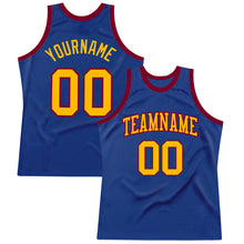 Load image into Gallery viewer, Custom Royal Gold-Maroon Authentic Throwback Basketball Jersey
