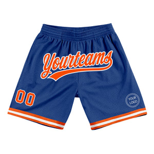 Custom Royal Orange-White Authentic Throwback Basketball Shorts