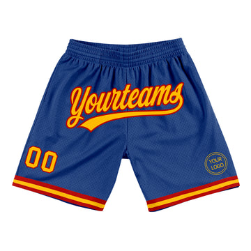 Custom Royal Gold-Red Authentic Throwback Basketball Shorts