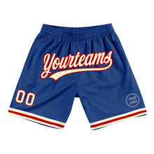 Load image into Gallery viewer, Custom Royal Cream-Red Authentic Throwback Basketball Shorts
