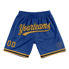 Load image into Gallery viewer, Custom Royal Old Gold-Black Authentic Throwback Basketball Shorts
