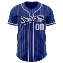 Load image into Gallery viewer, Custom Royal White Pinstripe Gray-Navy Authentic Baseball Jersey
