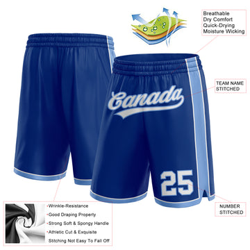 Custom Royal White-Light Blue Authentic Basketball Shorts