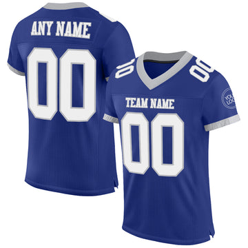 Custom Royal White-Gray Mesh Authentic Football Jersey