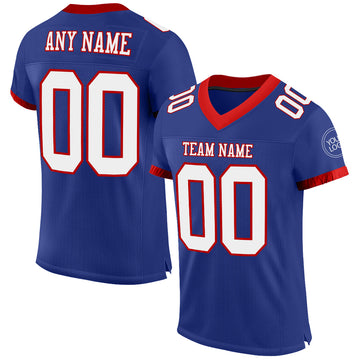 Custom Royal White-Red Mesh Authentic Football Jersey