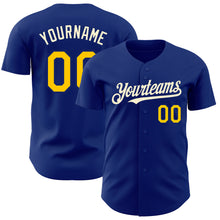 Load image into Gallery viewer, Custom Royal Yellow-Cream Authentic Baseball Jersey
