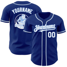 Load image into Gallery viewer, Custom Royal White-Light Blue Authentic Baseball Jersey
