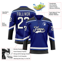 Load image into Gallery viewer, Custom Royal White-Black Hockey Lace Neck Jersey
