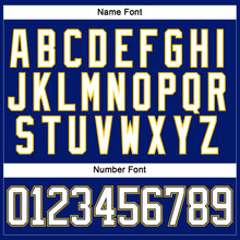 Load image into Gallery viewer, Custom Royal White Navy-Yellow Hockey Lace Neck Jersey
