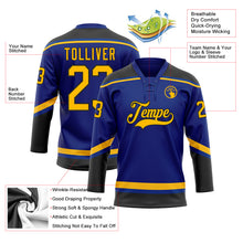 Load image into Gallery viewer, Custom Royal Gold-Black Hockey Lace Neck Jersey
