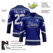 Load image into Gallery viewer, Custom Royal Gray-Navy Hockey Lace Neck Jersey
