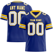 Load image into Gallery viewer, Custom Royal White-Yellow Mesh Authentic Football Jersey
