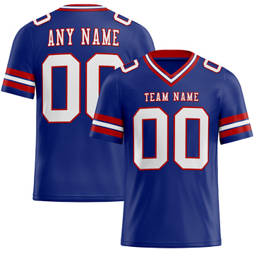 Custom Royal White-Red Mesh Authentic Football Jersey