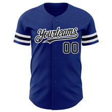 Load image into Gallery viewer, Custom Royal Black-White Authentic Baseball Jersey
