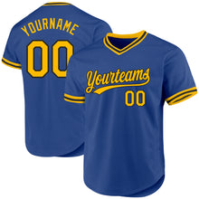 Load image into Gallery viewer, Custom Royal Gold-Black Authentic Throwback Baseball Jersey
