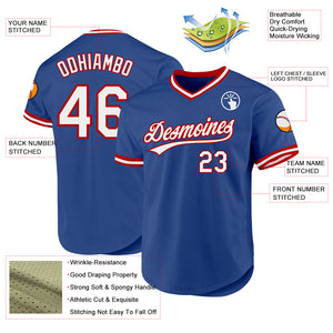 Custom Royal White-Red Authentic Throwback Baseball Jersey