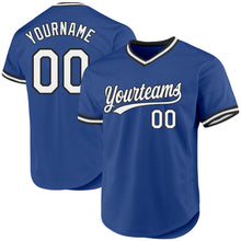 Load image into Gallery viewer, Custom Royal White-Black Authentic Throwback Baseball Jersey
