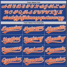 Load image into Gallery viewer, Custom Royal Orange-White Authentic Throwback Baseball Jersey
