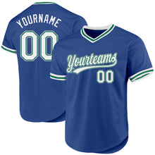 Load image into Gallery viewer, Custom Royal Kelly Green-Gray Authentic Throwback Baseball Jersey
