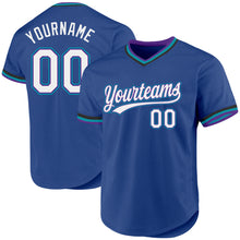 Load image into Gallery viewer, Custom Royal Purple-Teal Authentic Throwback Baseball Jersey
