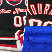 Load image into Gallery viewer, Custom Royal Black-White Authentic Throwback Basketball Jersey
